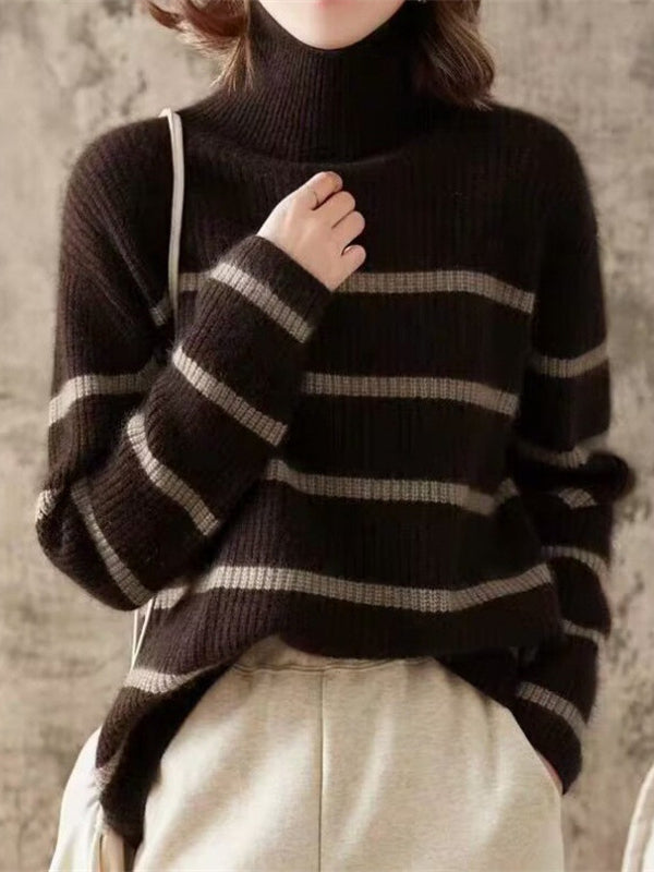 Vintage Striped Turtleneck Sweater