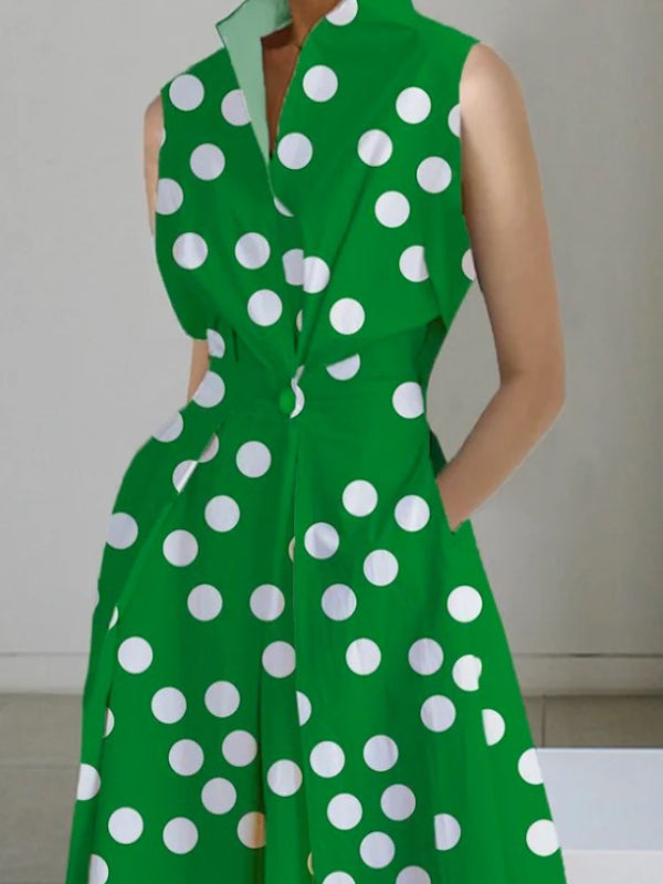 Casual Printed Sleeveless Midi Dress