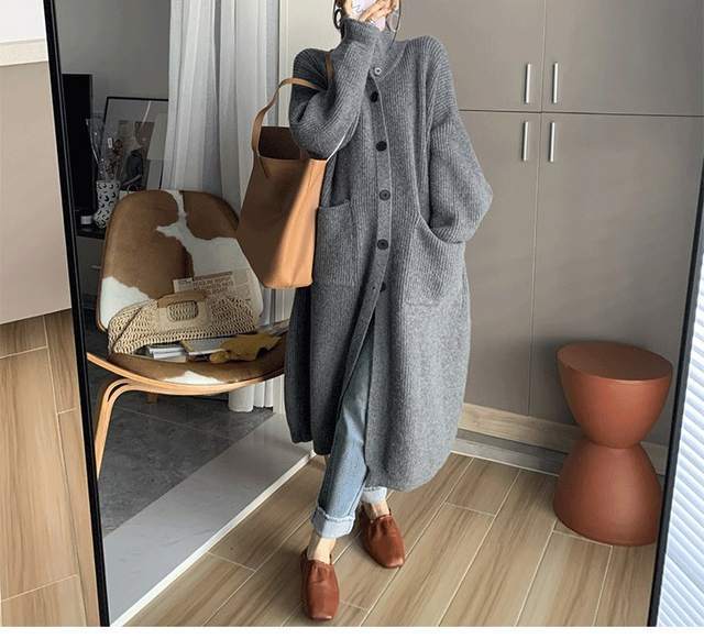 Versatile Loose Knit Long Sleeve Coat
