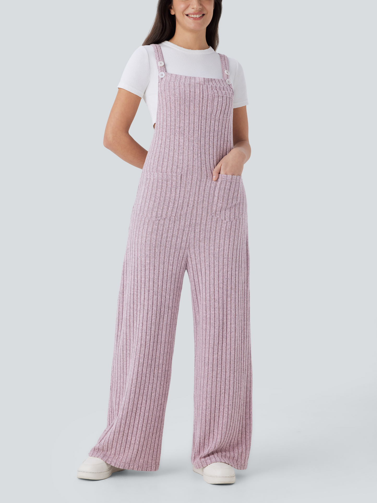 ✨Rib Knit Adjustable Straps Buttoned Multi-Pocket Overalls(Buy 2 Free Shipping)