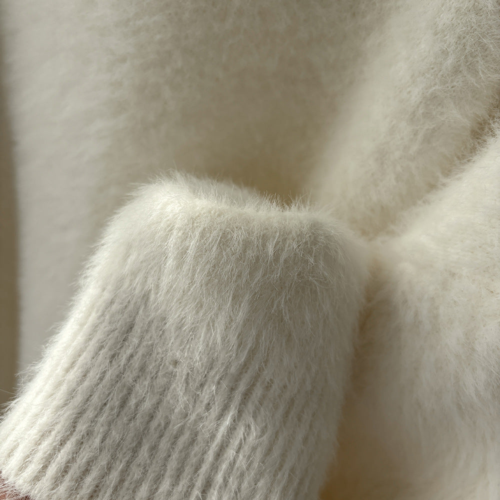 Simple Solid Color Velvet Long Sleeve Sweater