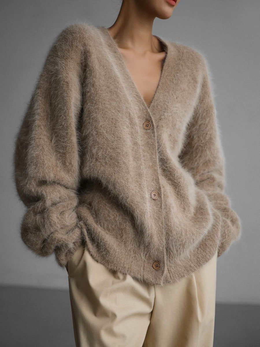 Mink-Like Knitted Sweater Cardigan Autumn And Winter Lazy