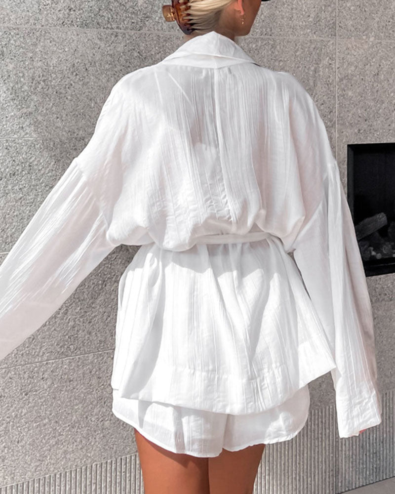 French lace-up loose casual two-piece set