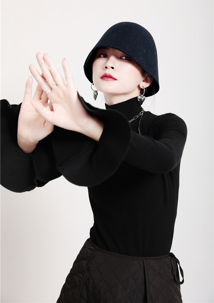 Special Solid Color Stretch Turtleneck Cotton T-Shirt