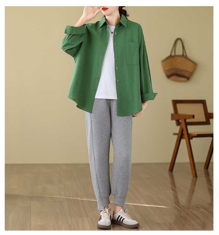 Literary Solid Color Long Sleeve Shirt