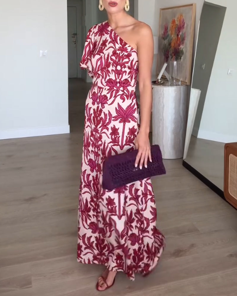 Elegant Holiday Print Dress