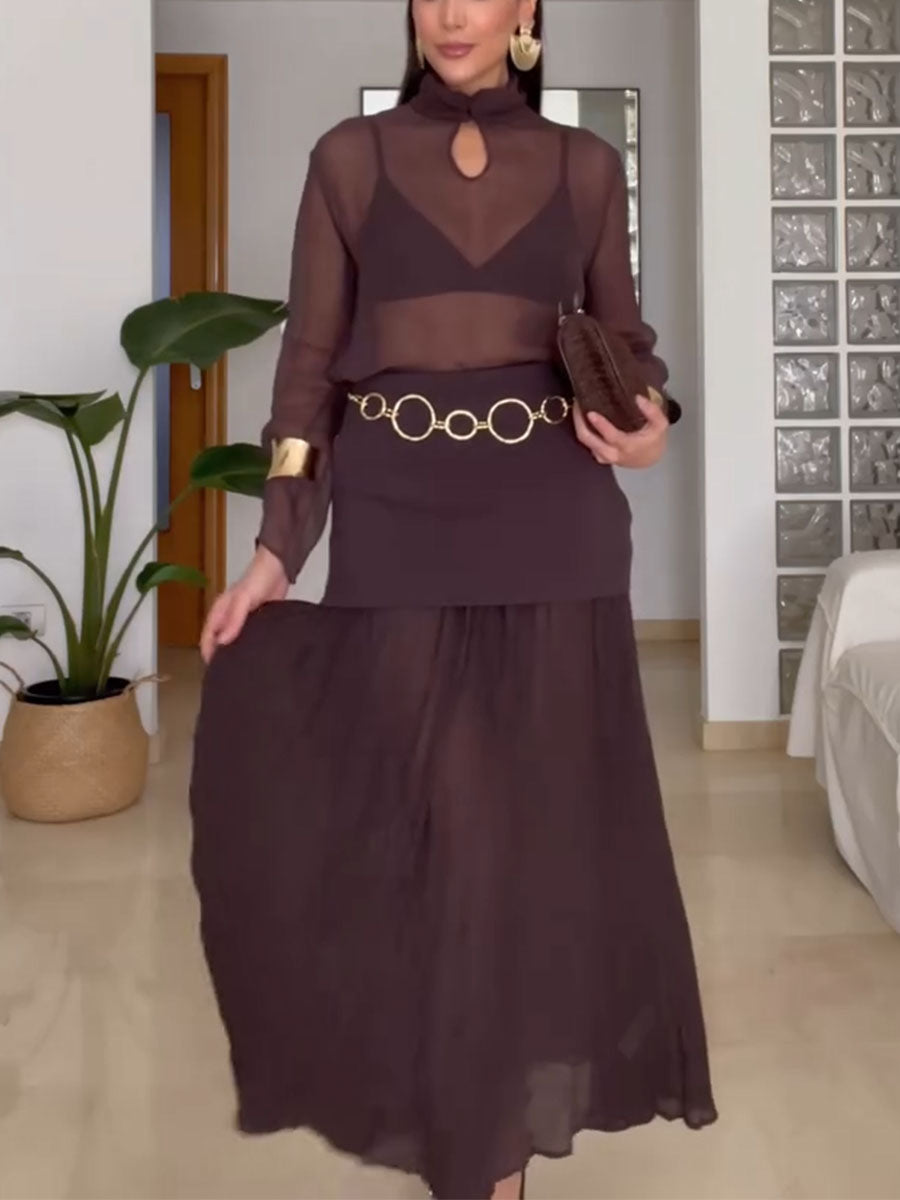 Fashionable see-through two-piece set