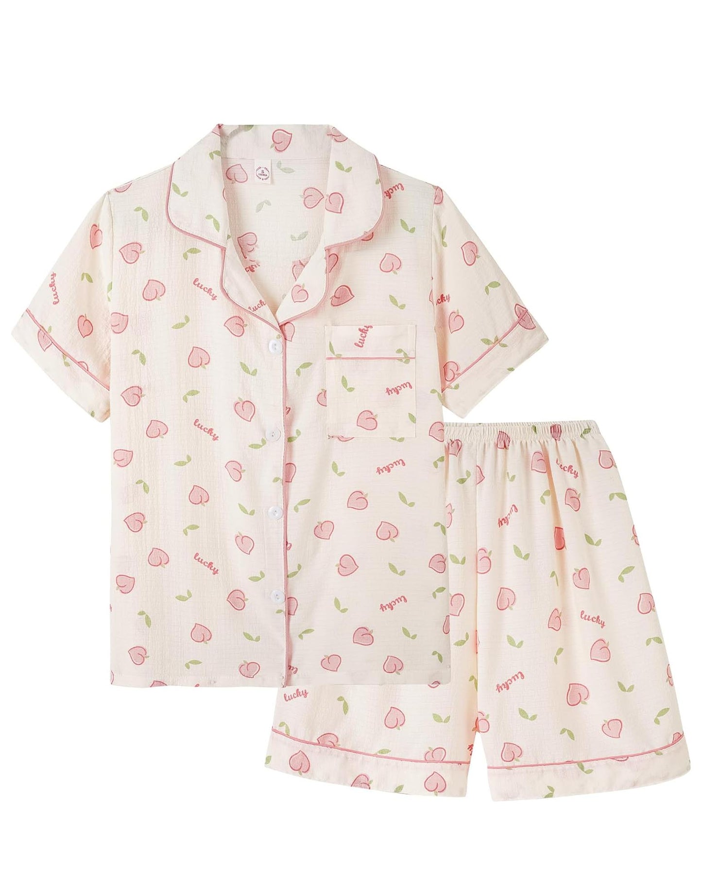 2025 Women's Button-Down Printed Pajamas Short Sleeve Shorts 2-Piece Set (Buy 2 Free Shipping)