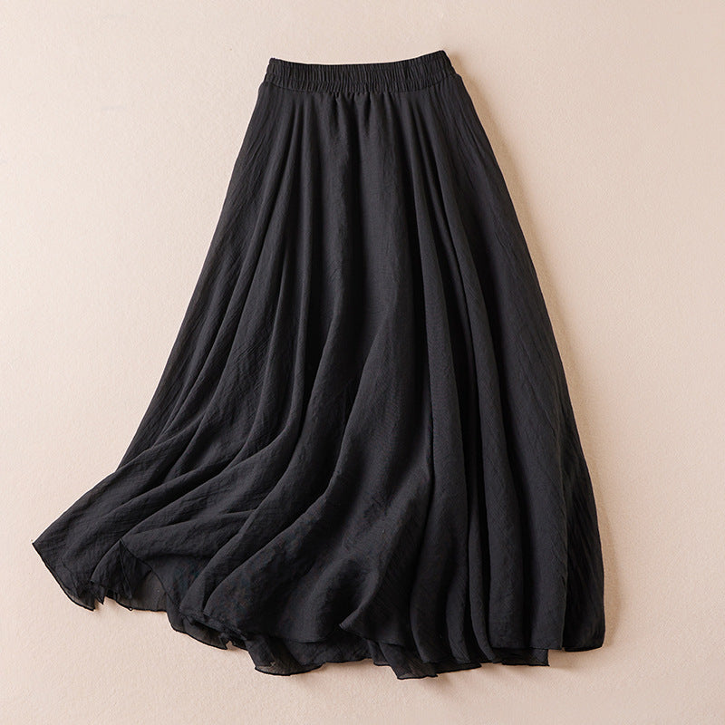 Women's Leisure Solid Color Cotton Long Skirt