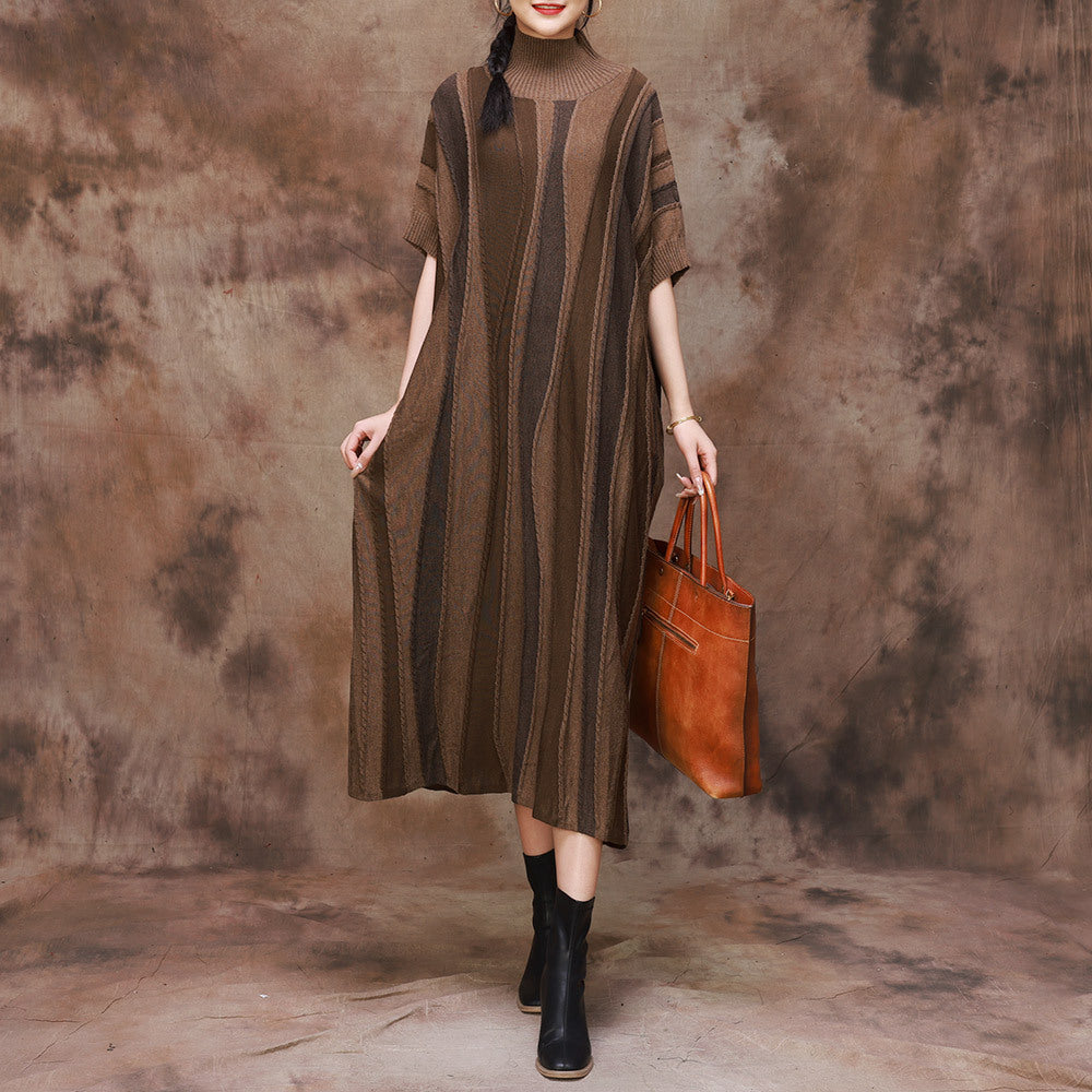 Original Design Knit Short Sleeve Midi Dress