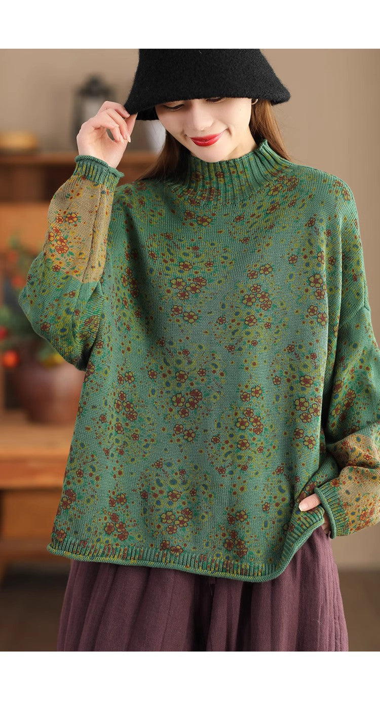 Vintage Cotton Thread Floral Knit Sweater