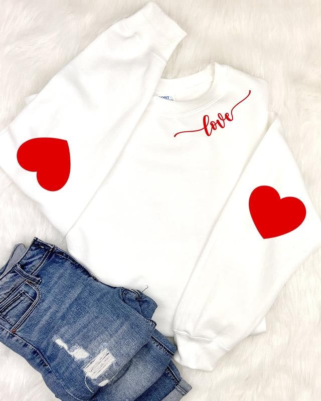 Loose Heart Pattern Crewneck Sweatshirt【Buy 3 Free Shipping】
