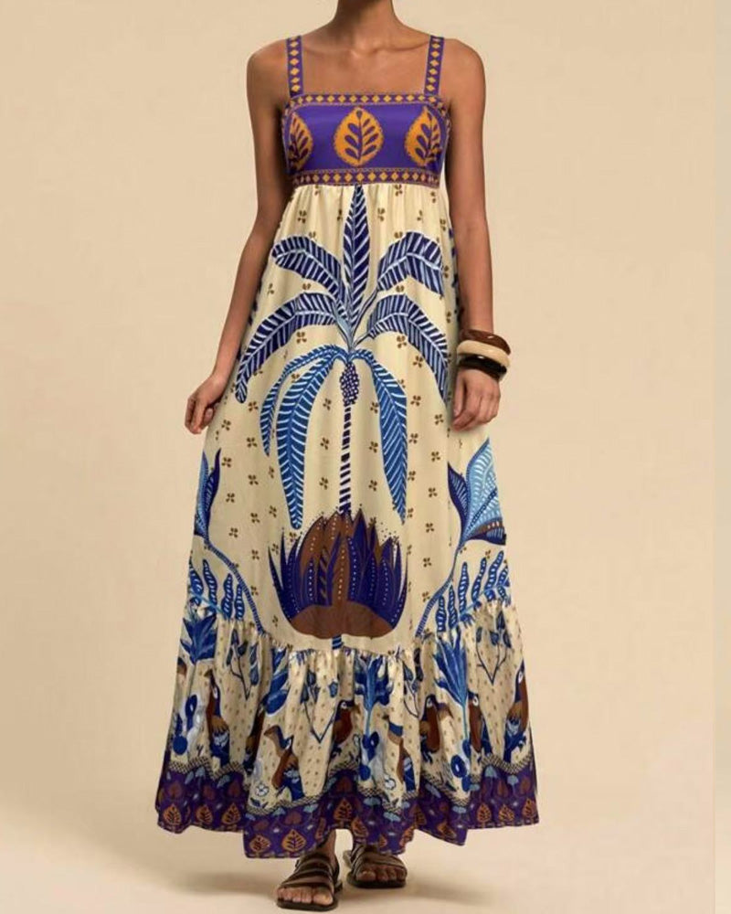Casual Bohemian Print Sling Dress