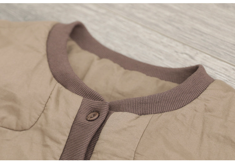 Classic Color Blocking Round Neck Jacket