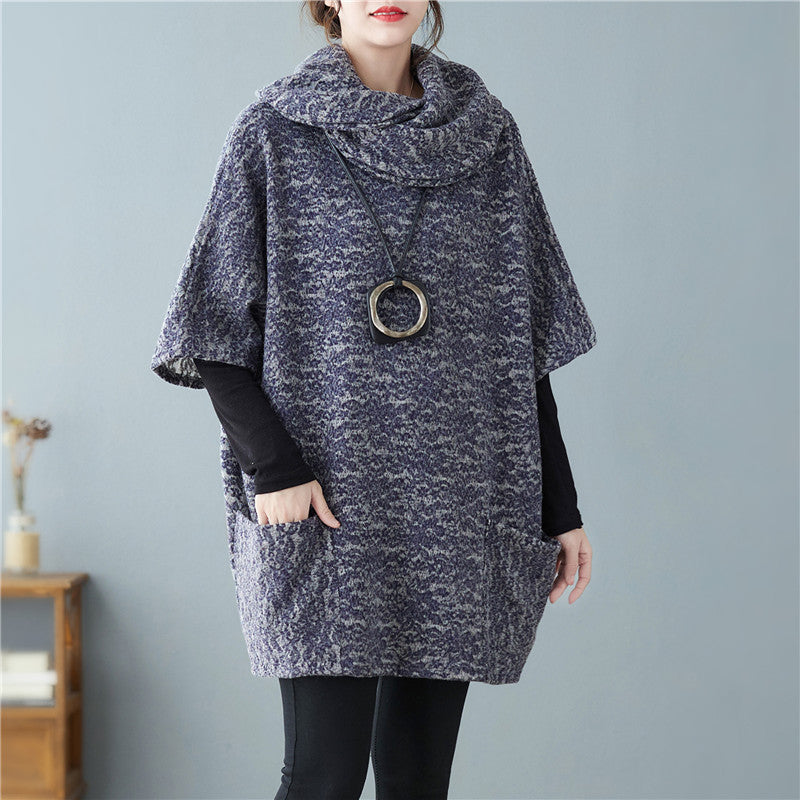 Loose Knitted Large Pocket Turtleneck Sweater
