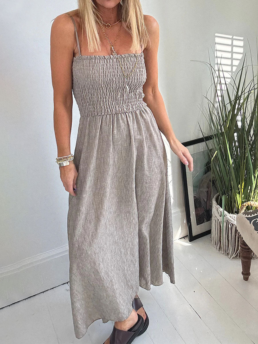 Pleated suspender dress two piece set