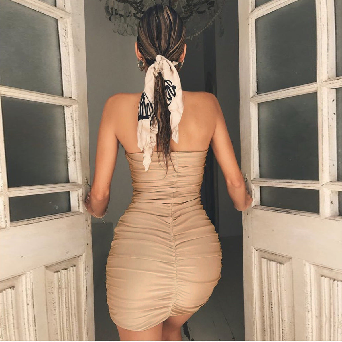 Summer Women's sexy tube top nightclub ruffle hip dress nightclub