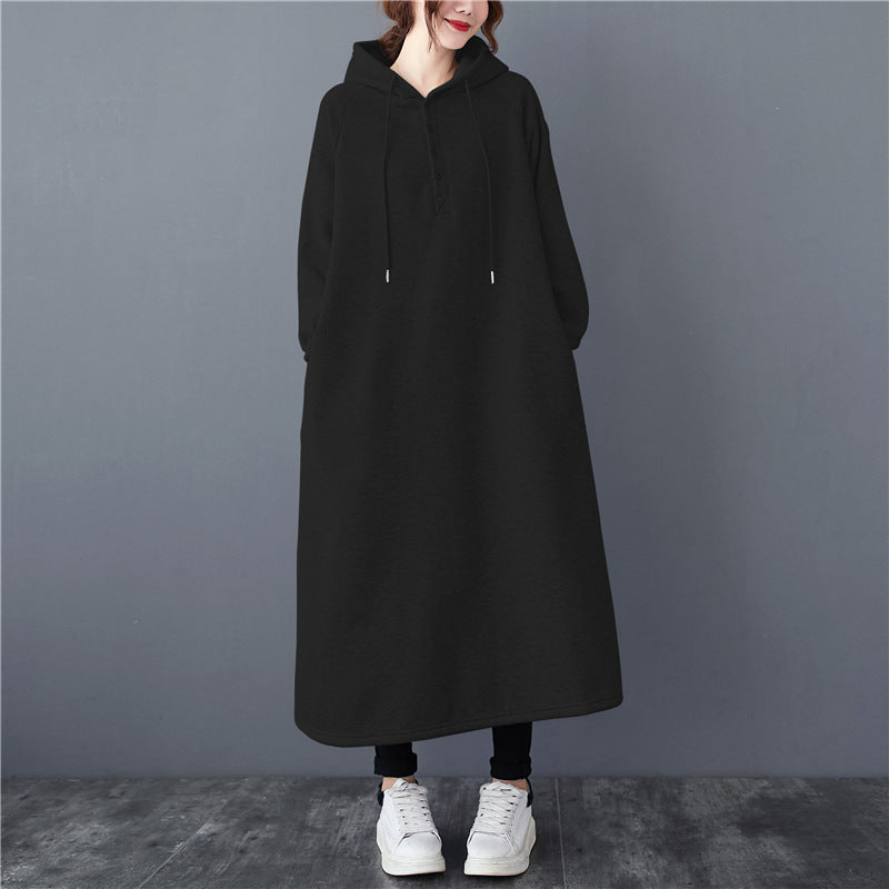 Casual Thickened Hooded Sweatshirt Dress