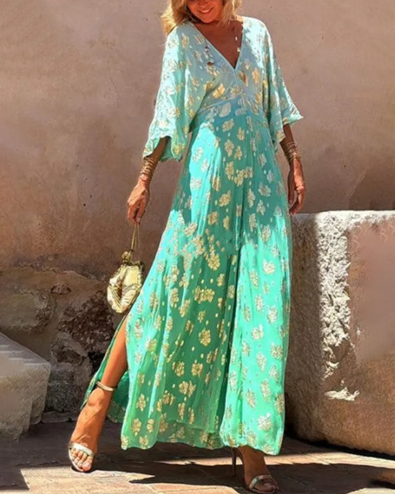 V-neck open back wide-leg jumpsuit