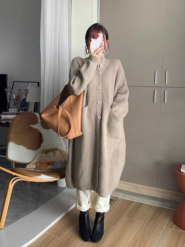 Versatile Loose Knit Long Sleeve Coat