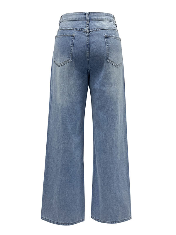 Loose Wide Leg Split-Joint Jean Pants Bottoms