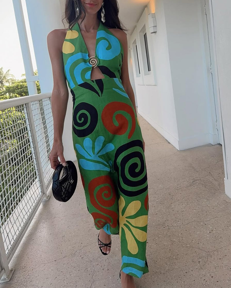 Holiday Color Printing Dress