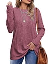 Fantaslook Long Sleeve Shirts for Women Crew Neck Casual Tunic Tops Lightweight Pullover