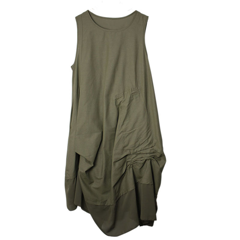 Vintage Patchwork Irregular Sleeveless A-Line Dress