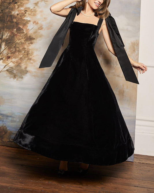 Fashion Lace-up Velvet Dress