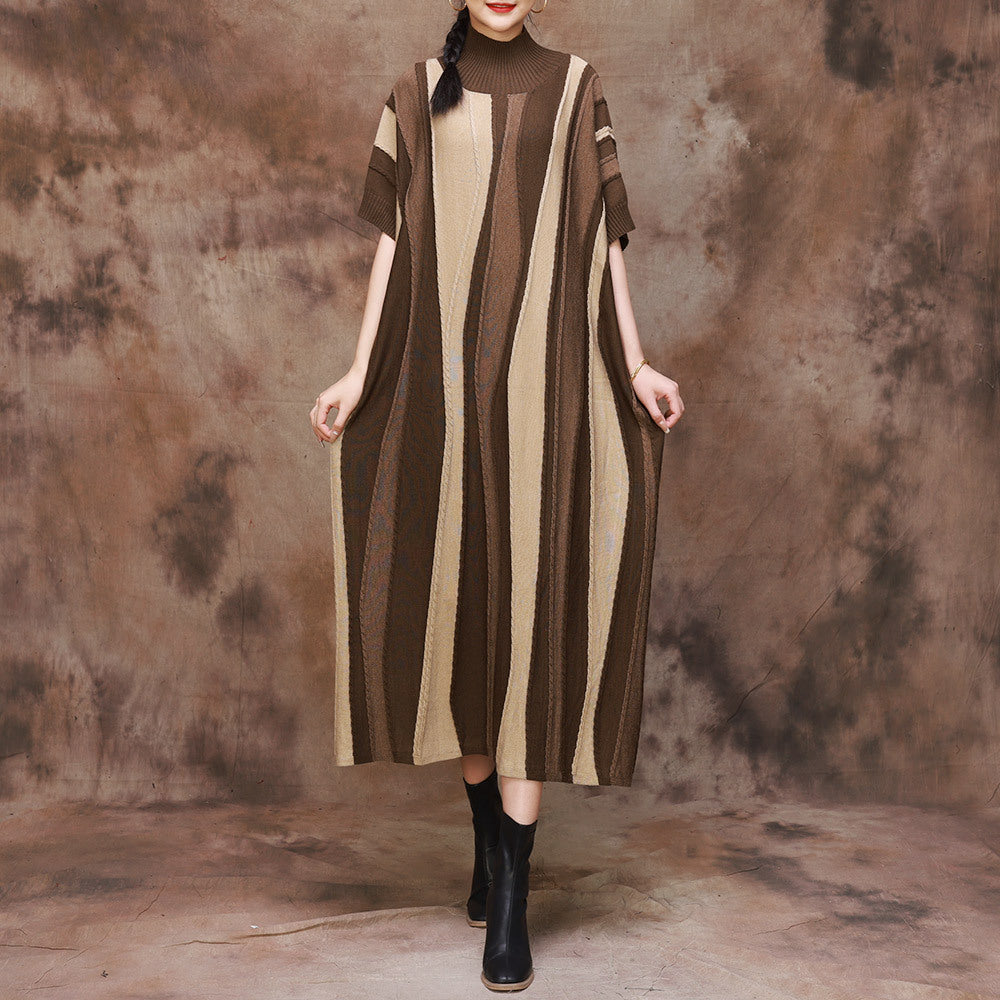 Original Design Knit Short Sleeve Midi Dress