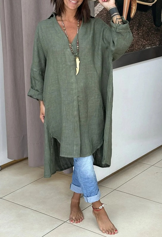 Casual Long Cotton Shirt Dress