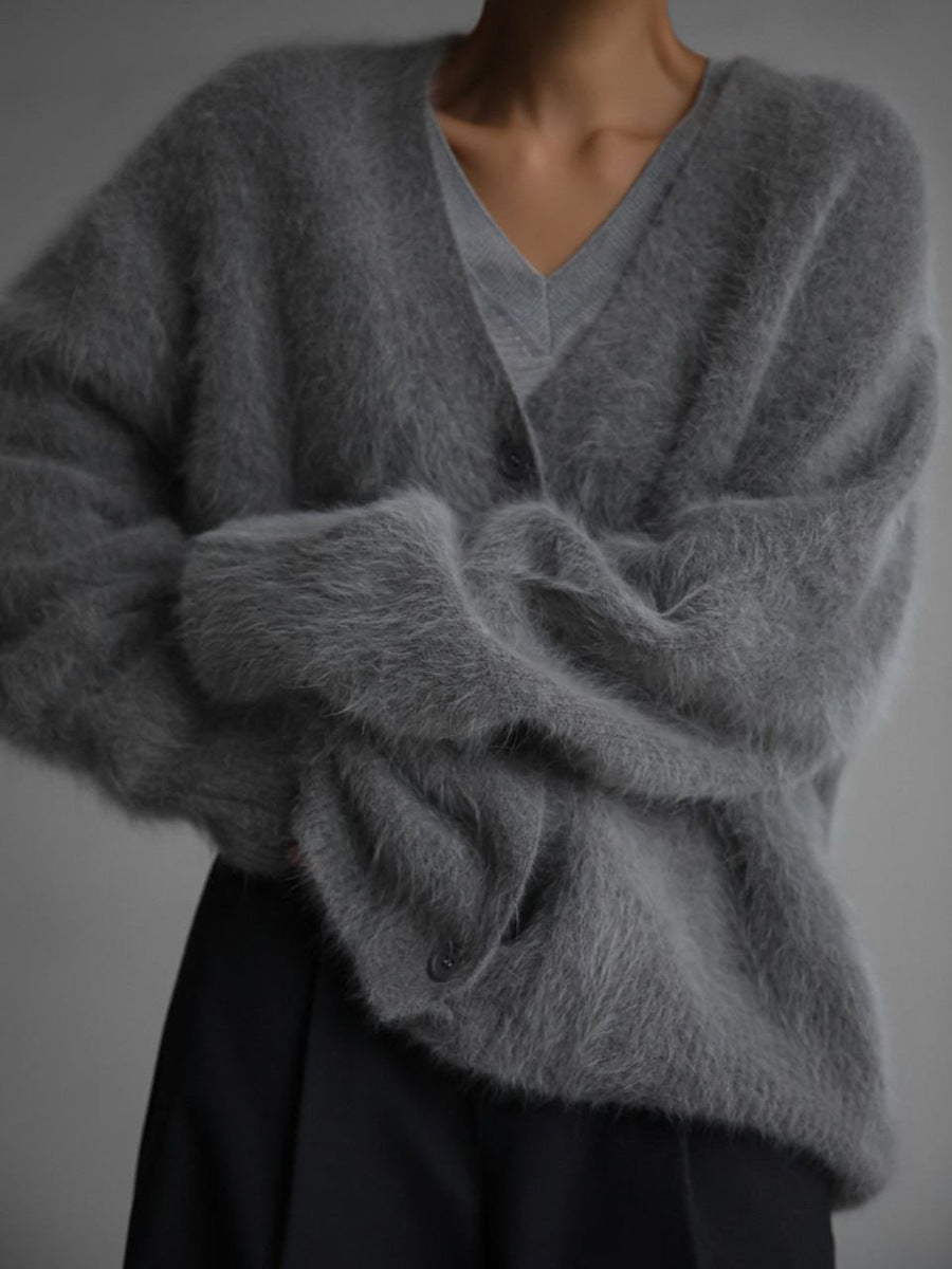 Mink-Like Knitted Sweater Cardigan Autumn And Winter Lazy