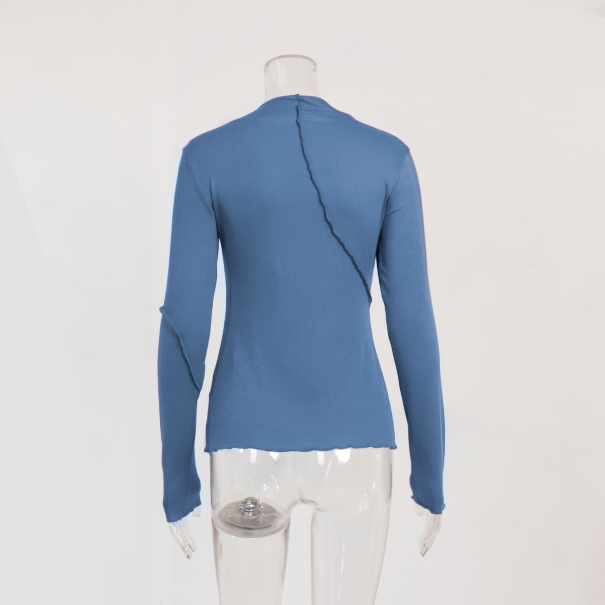 Half turtleneck bottoming shirt spring and autumn bevel design slim fit inner wear long sleeve pullover T-shirt