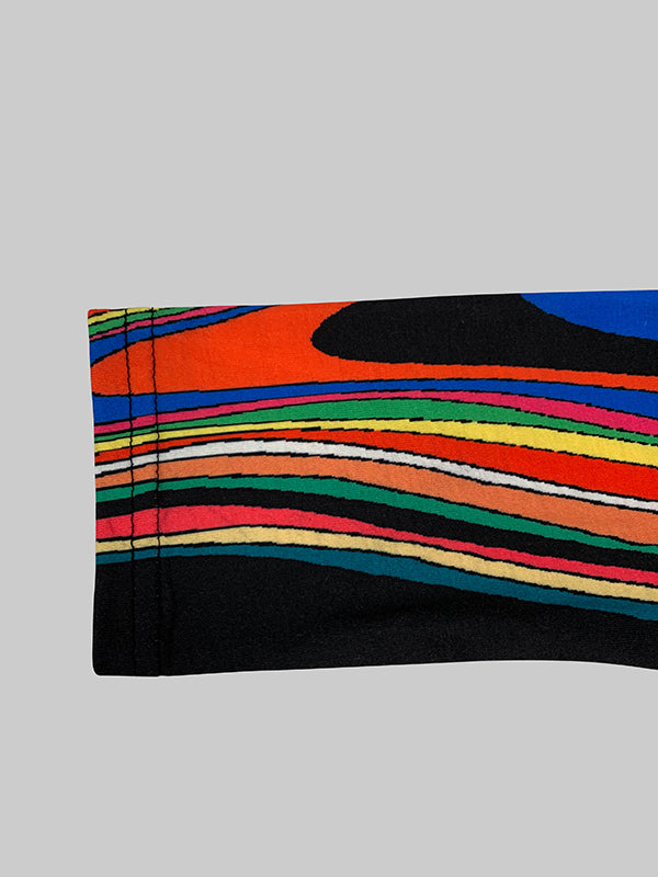 Long Sleeves Colorful Contrast Color Printed Off-The-Shoulder Maxi Dresses