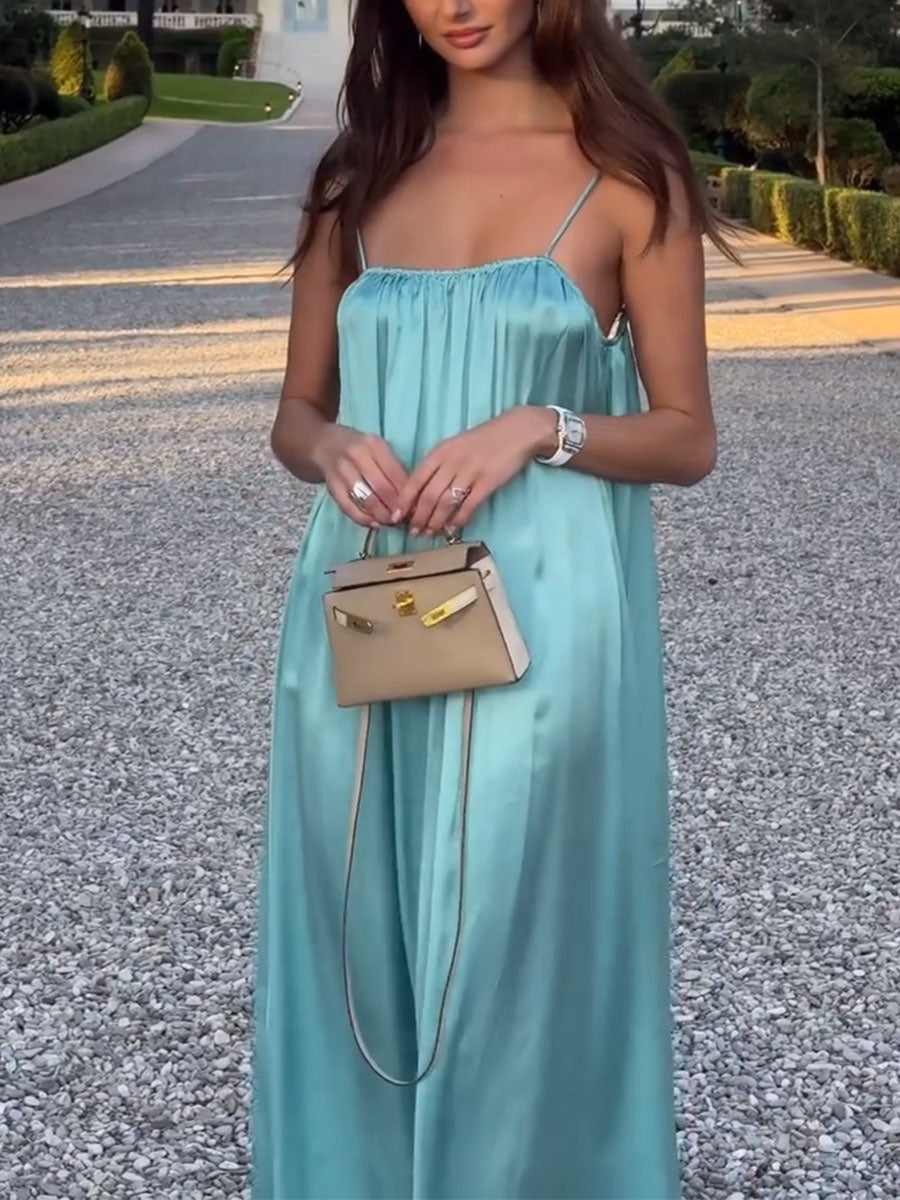 Beach vacation backless suspender dress