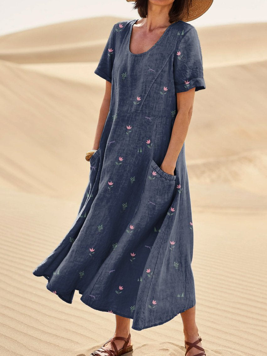 Women's Loose Printed Pocket Dress
