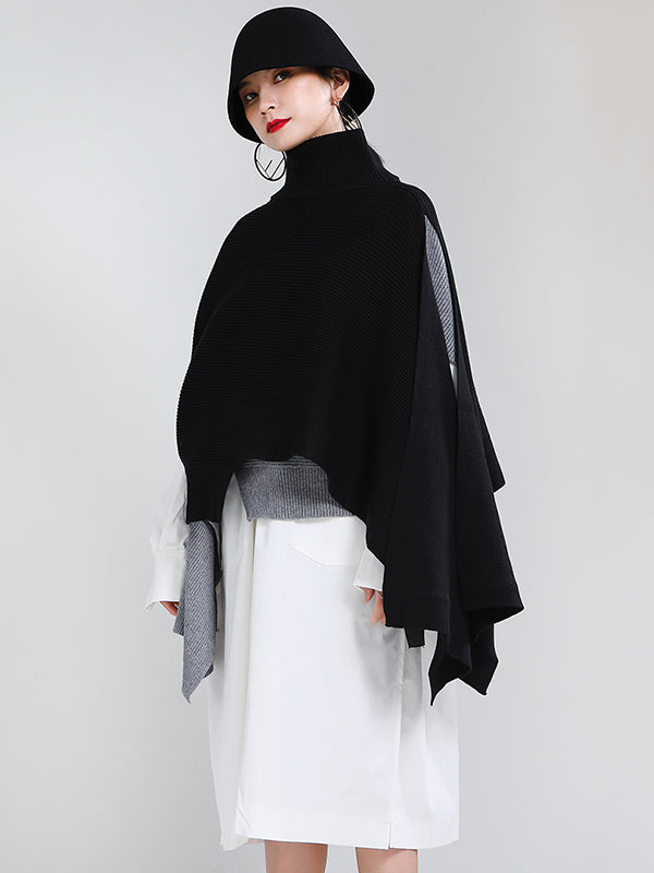 Original Solid High-Neck Irregularity Sweater