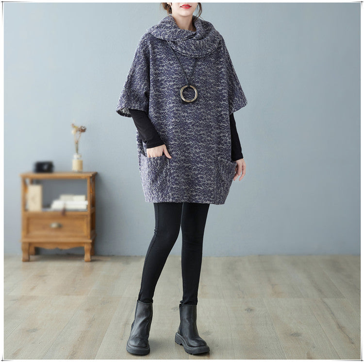 Loose Knitted Large Pocket Turtleneck Sweater
