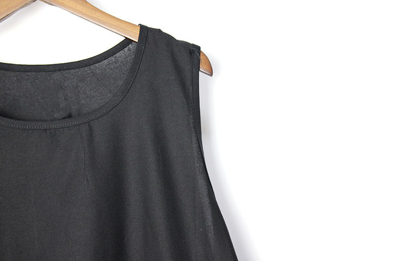 Vintage Patchwork Irregular Sleeveless A-Line Dress