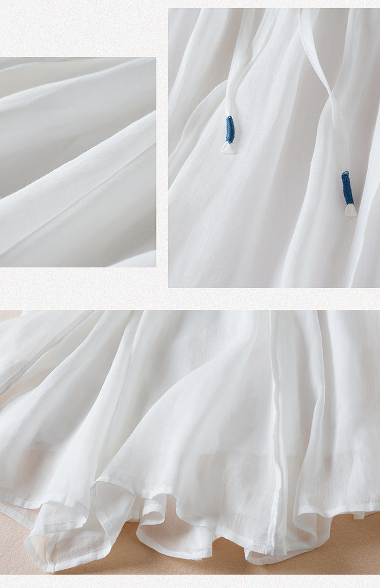 Solid Color Ramie Artistic Retro Skirt