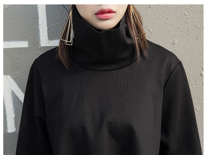 Irregular High Collar Long Sleeve Sweatshirt