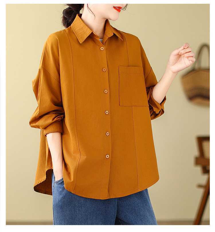 Literary Solid Color Long Sleeve Shirt