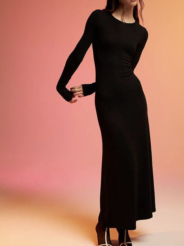 Holiday Style Knitted Hollowed-Out Dress & Vest Set