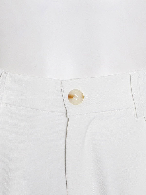 Column Long Sleeves Solid Color Lapel Blazer Pants Set Two Pieces Set