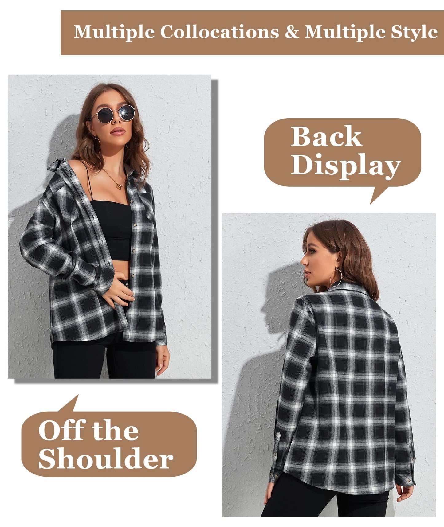 Flannel Shirts for Women Buffalo Plaid Shirts Oversized Long Sleeve