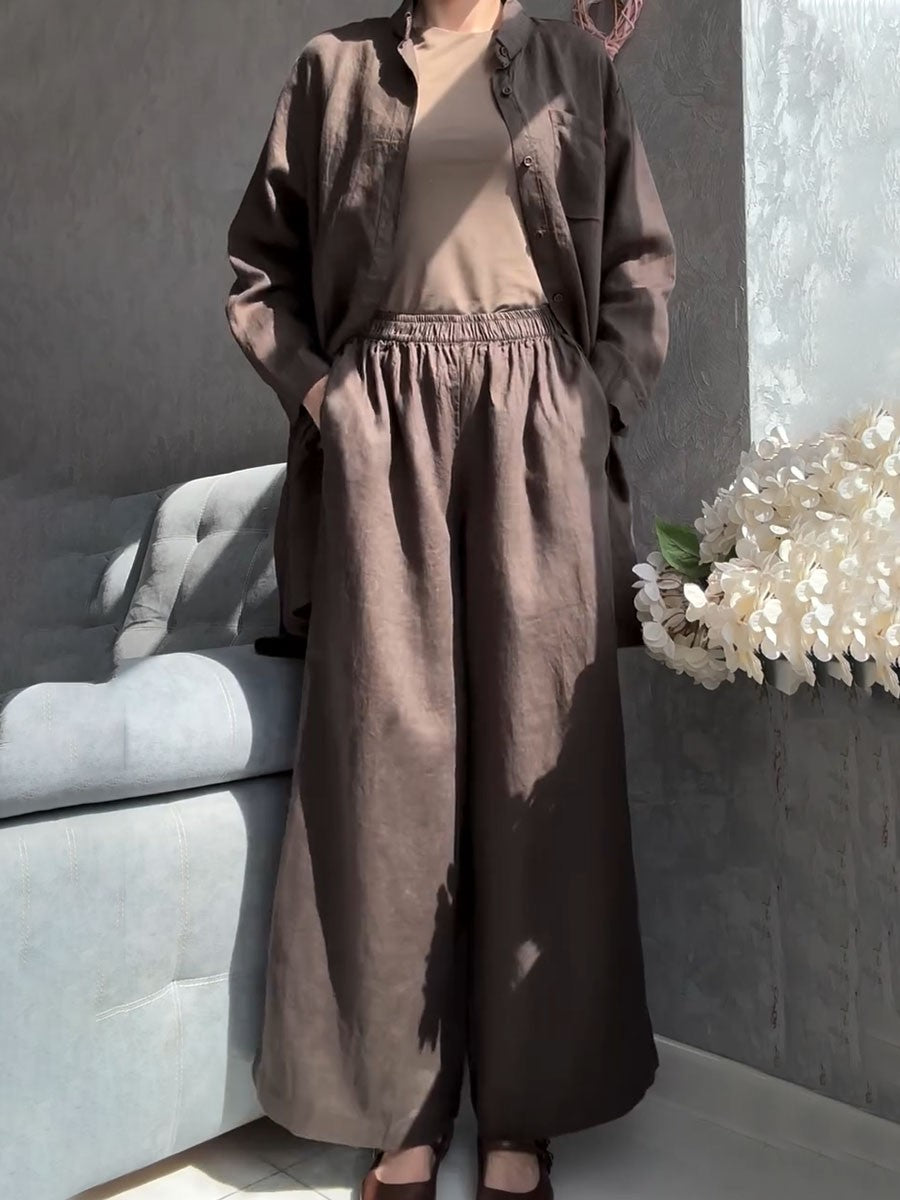 Long cotton and linen casual two-piece set