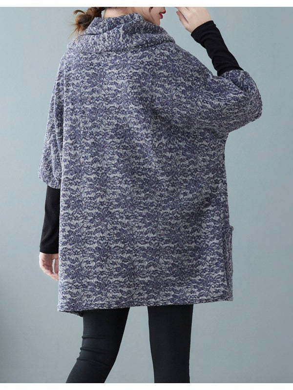 Loose Knitted Large Pocket Turtleneck Sweater