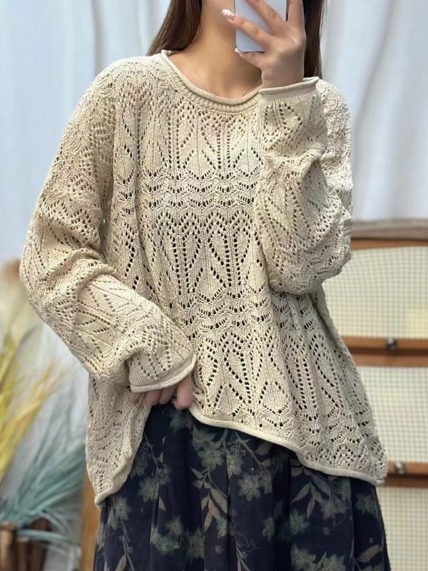 Vintage Loose Irregular Hollow Sweater