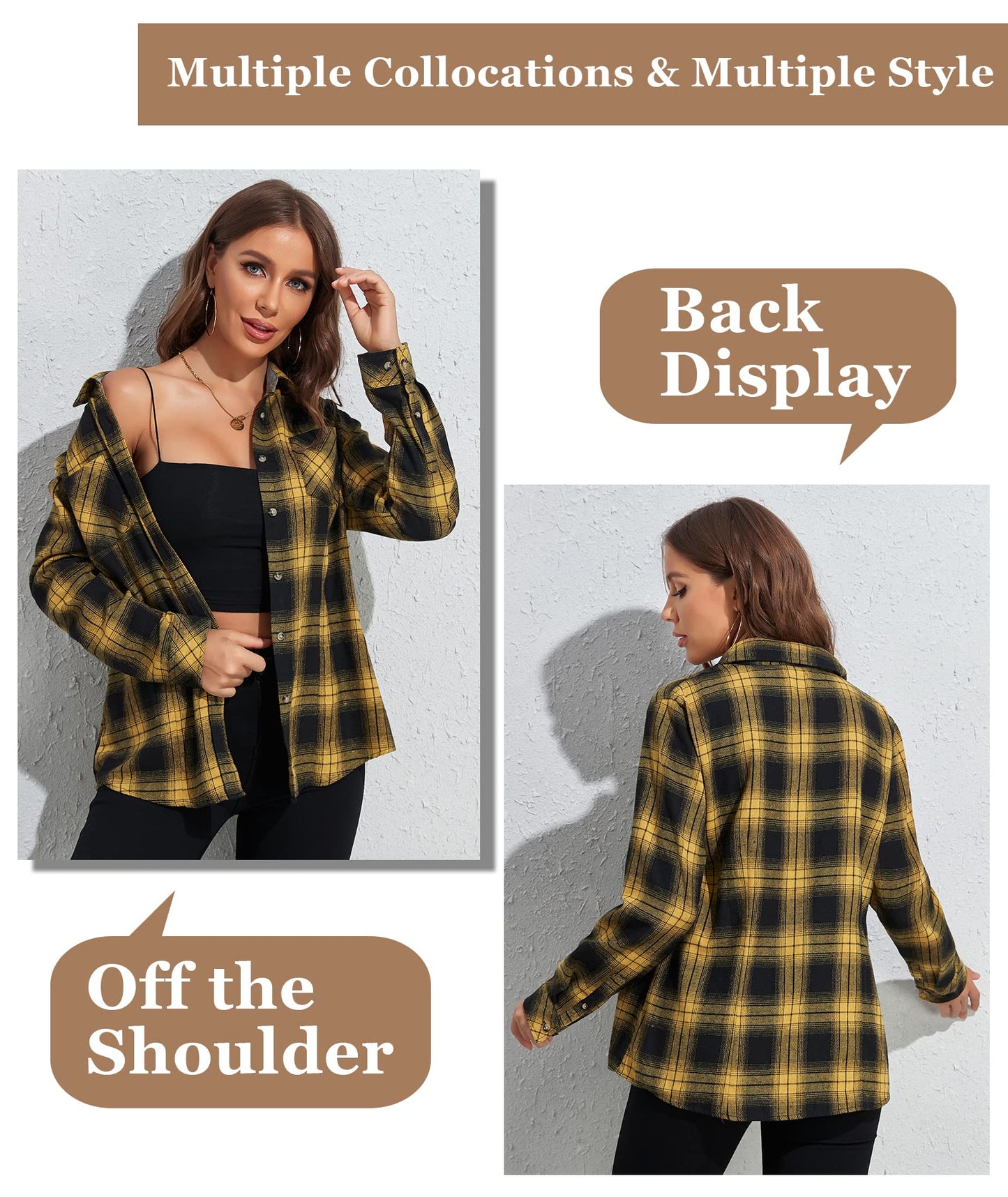 Flannel Shirts for Women Buffalo Plaid Shirts Oversized Long Sleeve