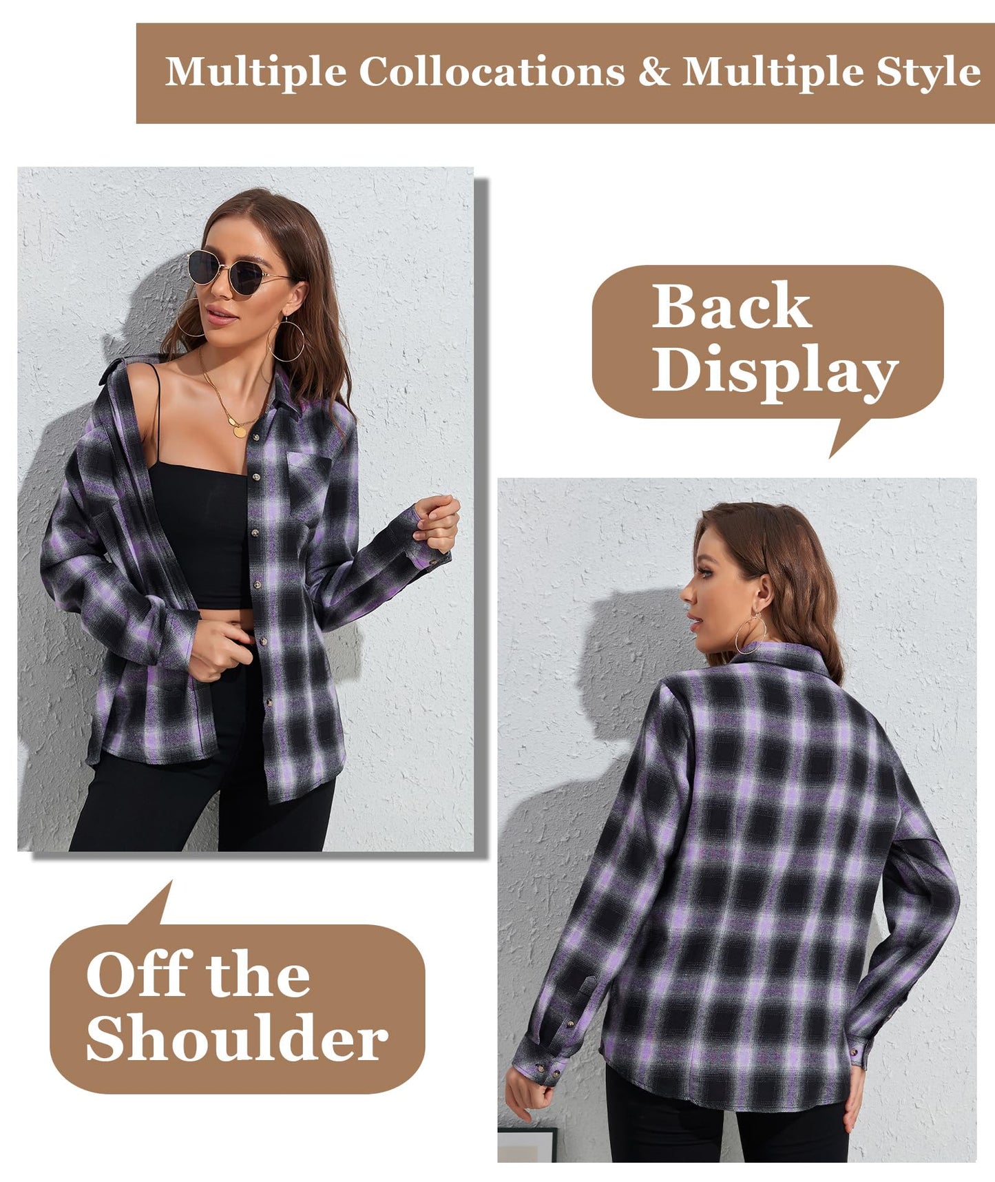 Flannel Shirts for Women Buffalo Plaid Shirts Oversized Long Sleeve